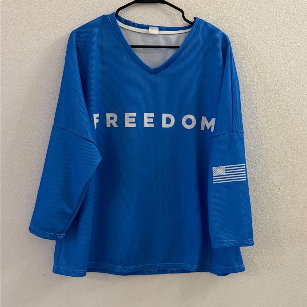 Blue Freedom V-Neck Top